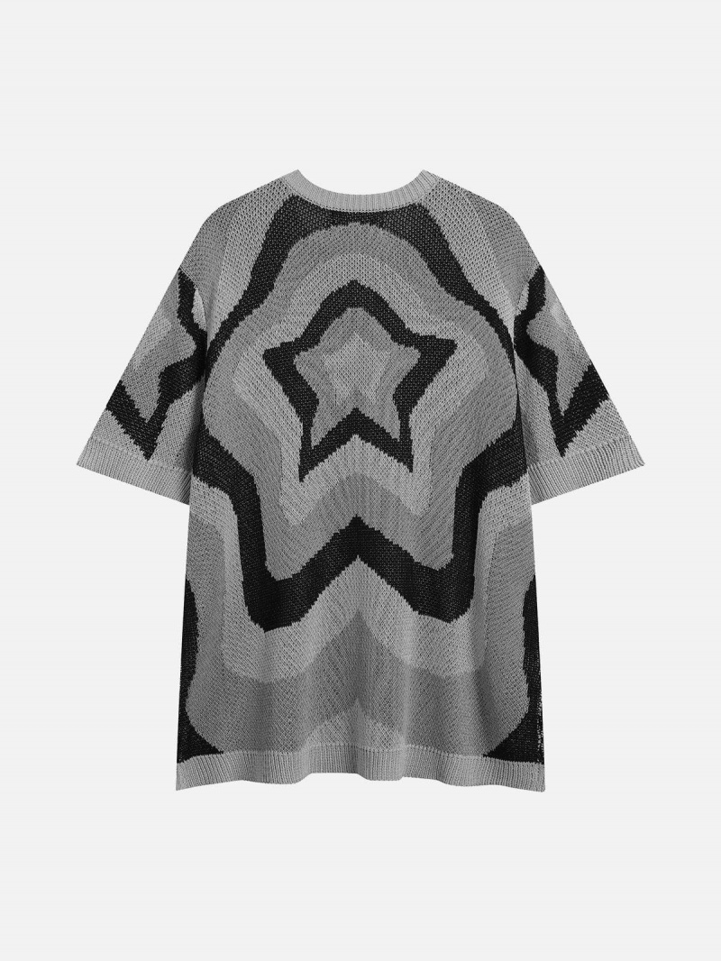 Bleu  T Shirts Aelfric Eden Knitting Cut-out Star Tee - UAQ-1952091